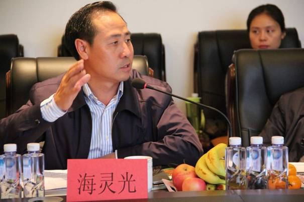 海南省內(nèi)蒙古商會會長、內(nèi)蒙古農(nóng)牧業(yè)產(chǎn)業(yè)化龍頭企業(yè)協(xié)會海南辦事處主任海靈光介紹對接情況.JPG